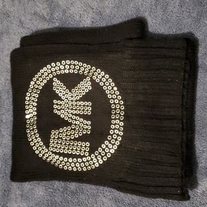 Michael Kors black knit Winter Scarf with silver hardware